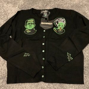 Banned Frankenstein & Bride L Cardigan NWT